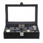 WATCH BOXES Friedrich|23 Infinity 26127-9, top grain leather, 10 watches, black with anthracite velvet interior
